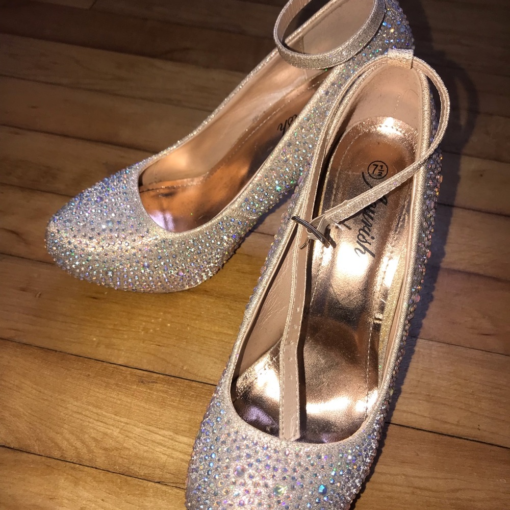 Pink rhinestone heels